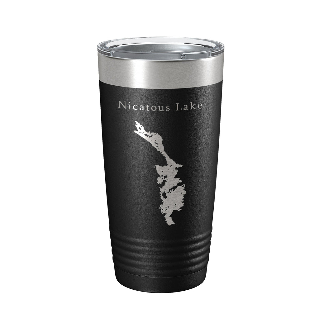 Nicatous Lake Map Tumbler Travel Mug Insulated Laser Engraved Coffee Cup Maine 20 oz